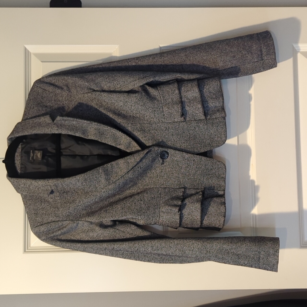 Ann Taylor Tweed Blazer with Ruffle Detailing